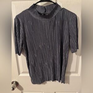 Zara Women's Short Sleeve Pleated Top - Gray